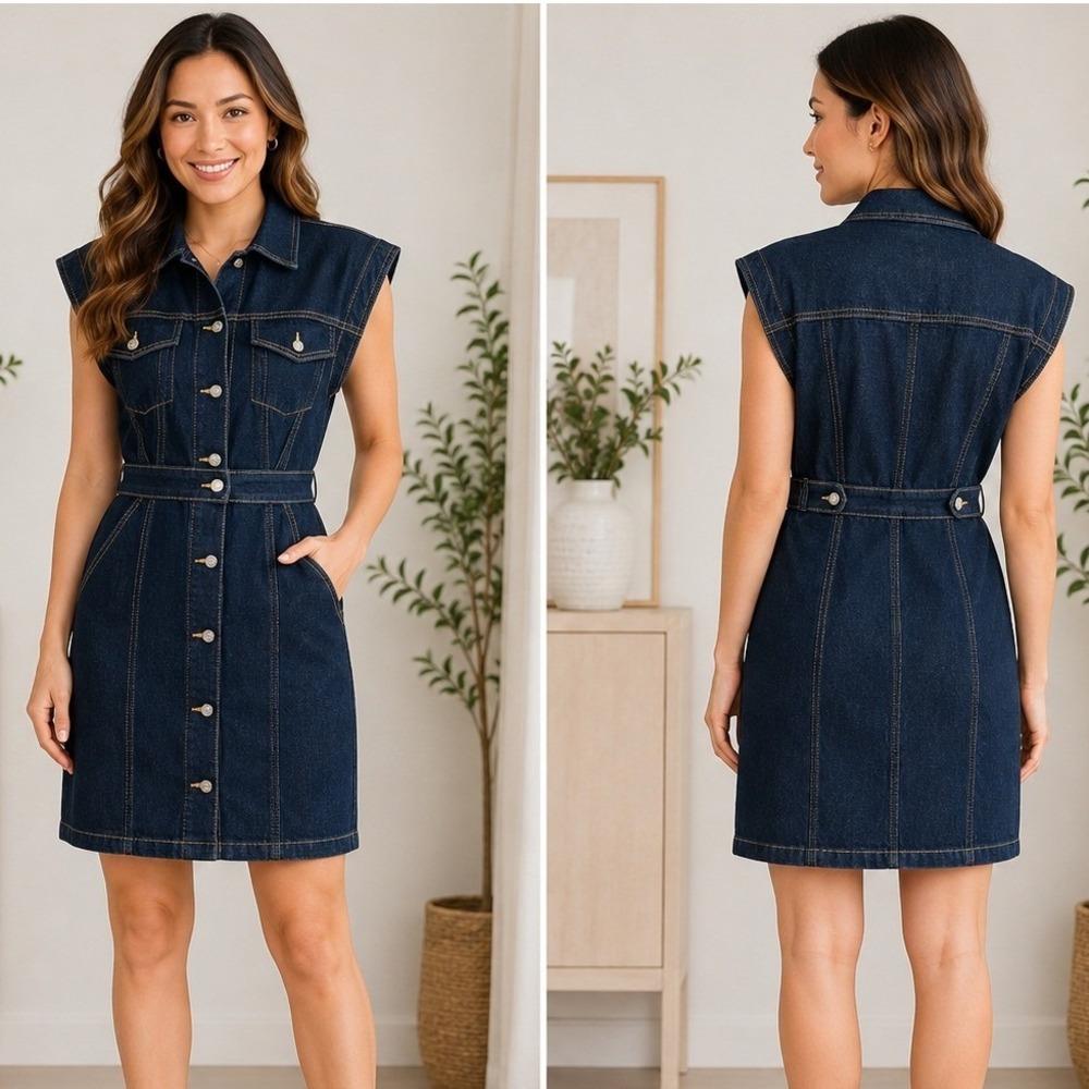 NWT GRLFRND Celeste Denim Vest Dress Beverly Glen XS Blue Sleeveless Streetwear